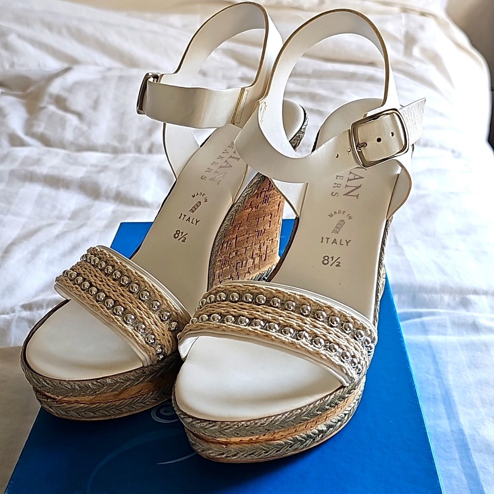 White wedges 8.5 Italian Shoemakers